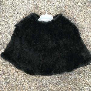 Black faux fur half poncho